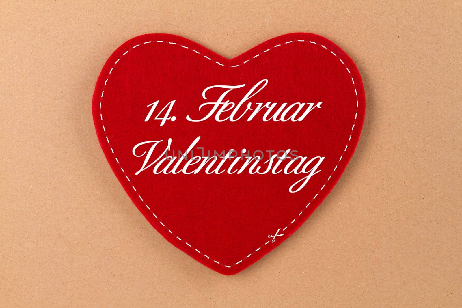 Red heart made of felt with lettering - Valentine's Day
