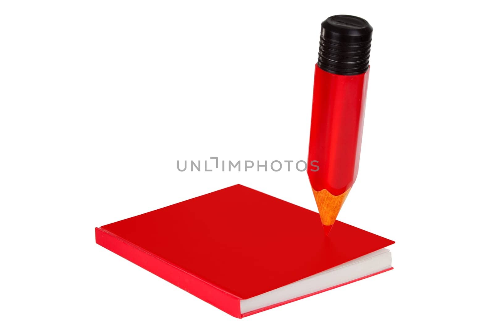 Red pencil cropped on white background