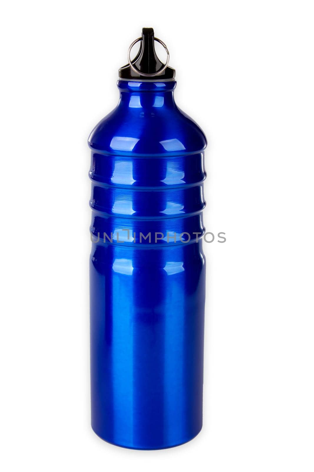 Beverage bottles made of aluminium exposed on a white background