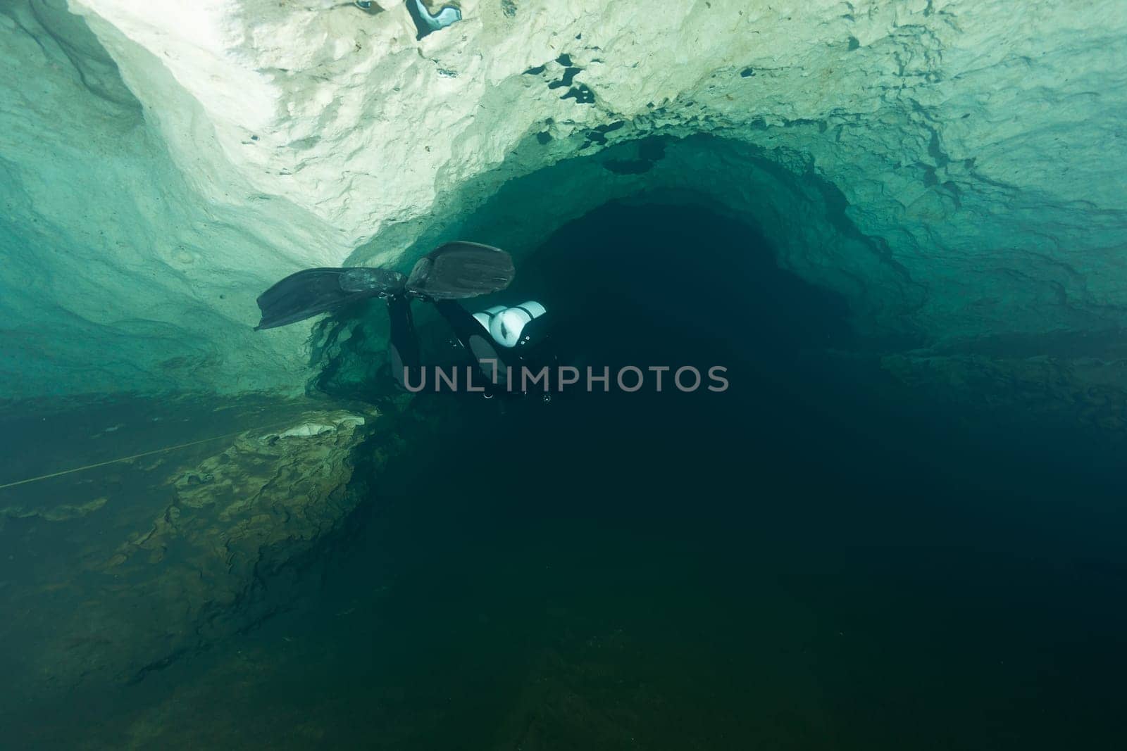 divers underwater caves diving Florida United States of America
