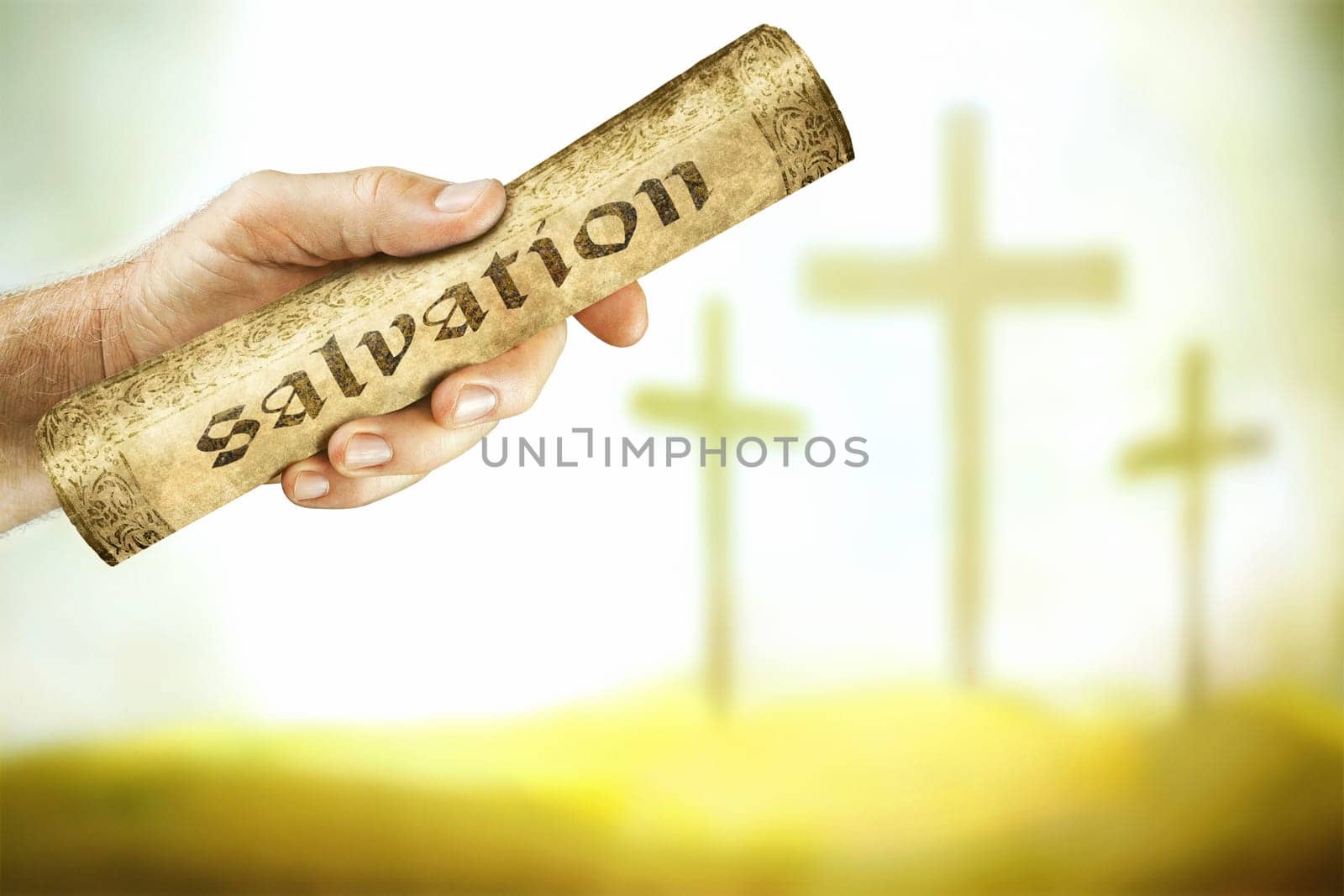 A hand that shows the message of salvation from the cross of the Lord Jesus. For the grace of God that bringeth salvation hath appeared to all men. (Titus 2:11)
