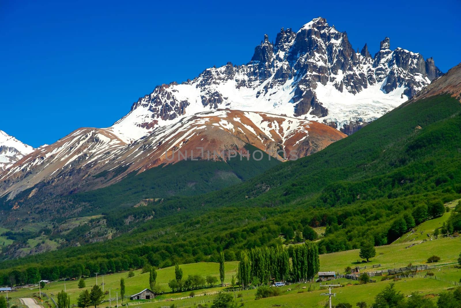 Mount Cerro Castillo as seen from Carretera Austral, Patagonia, southern Chile