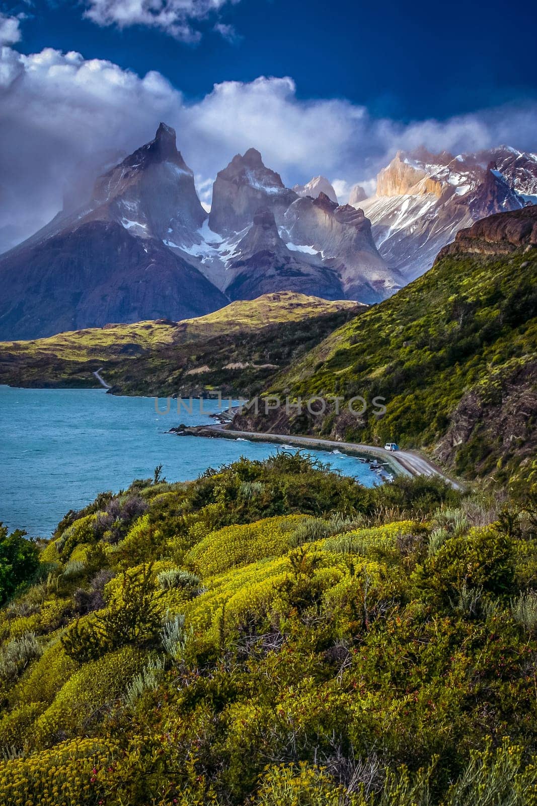 Stunning Cuernos del Paine peaks in southern Patagonia, Chile
