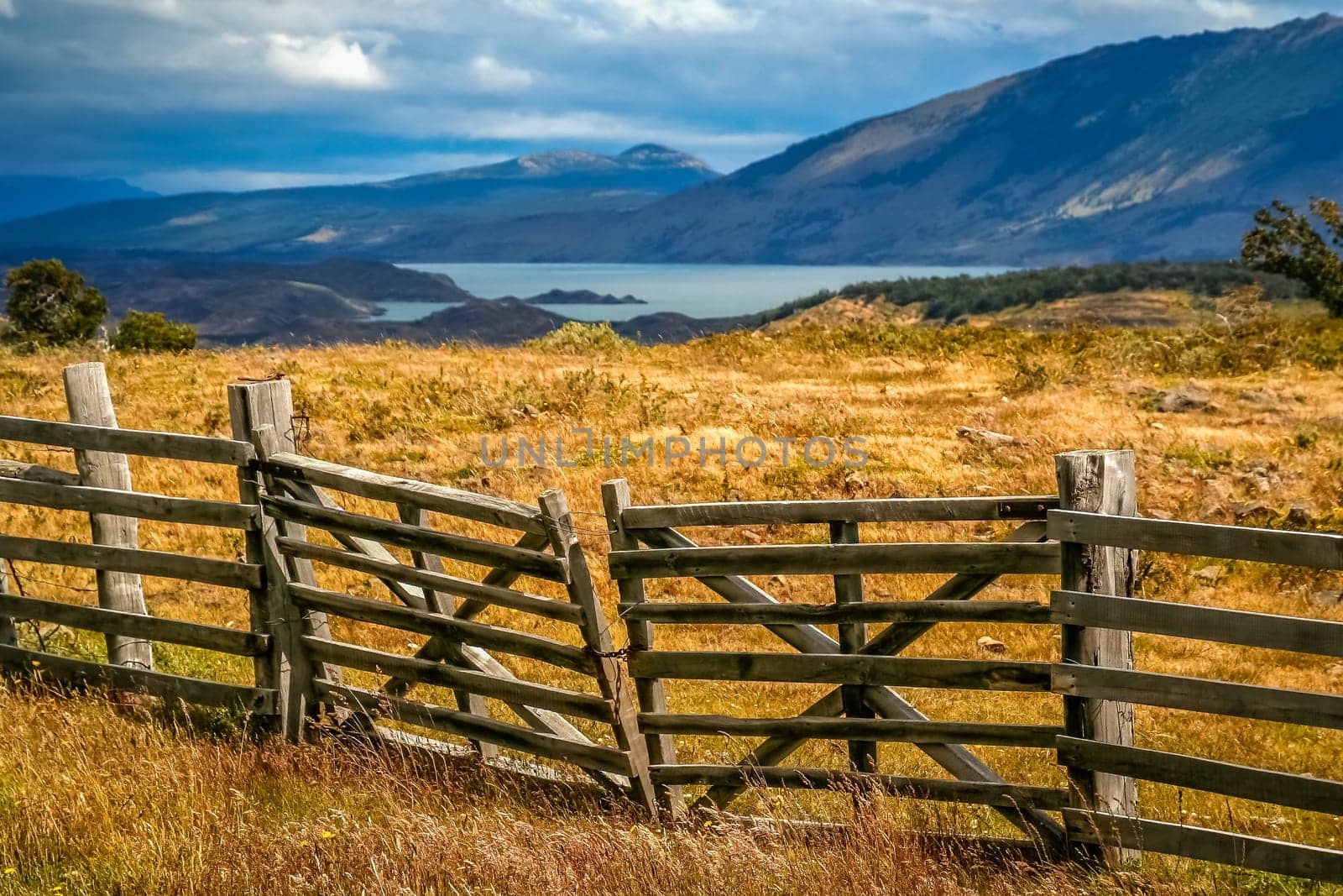 Gates to the private estancia in the deep south of Chilean Patagonia, near Puerto Natales