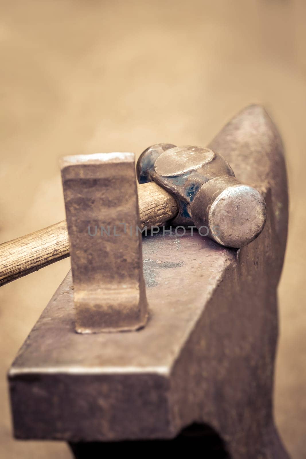 A blacksmith tools ready for work, summer medieval fair, Streatham, London