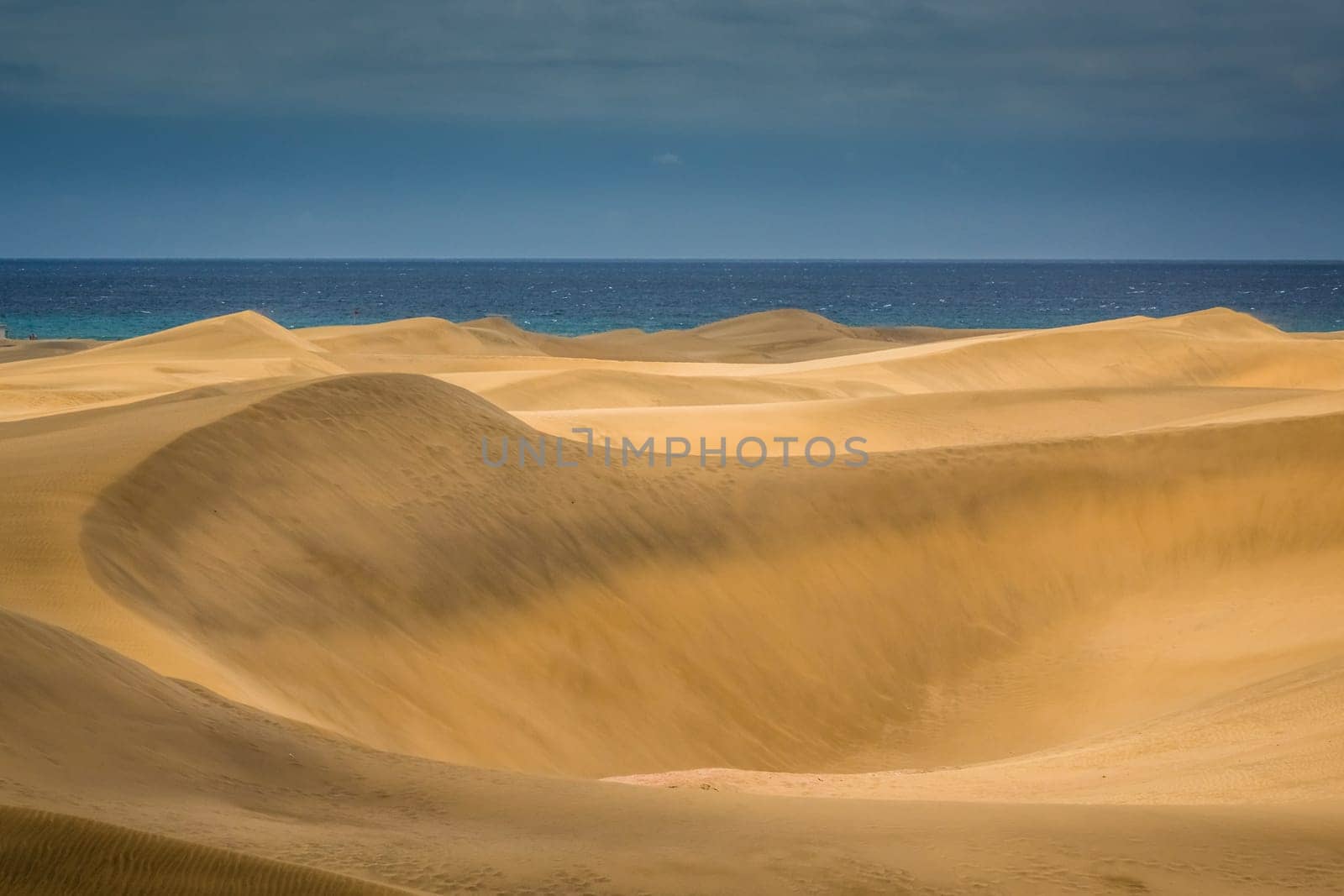 Stunning sand dunes in  the Natural Reserve of Dunes of Maspaloma in Gran Canaria