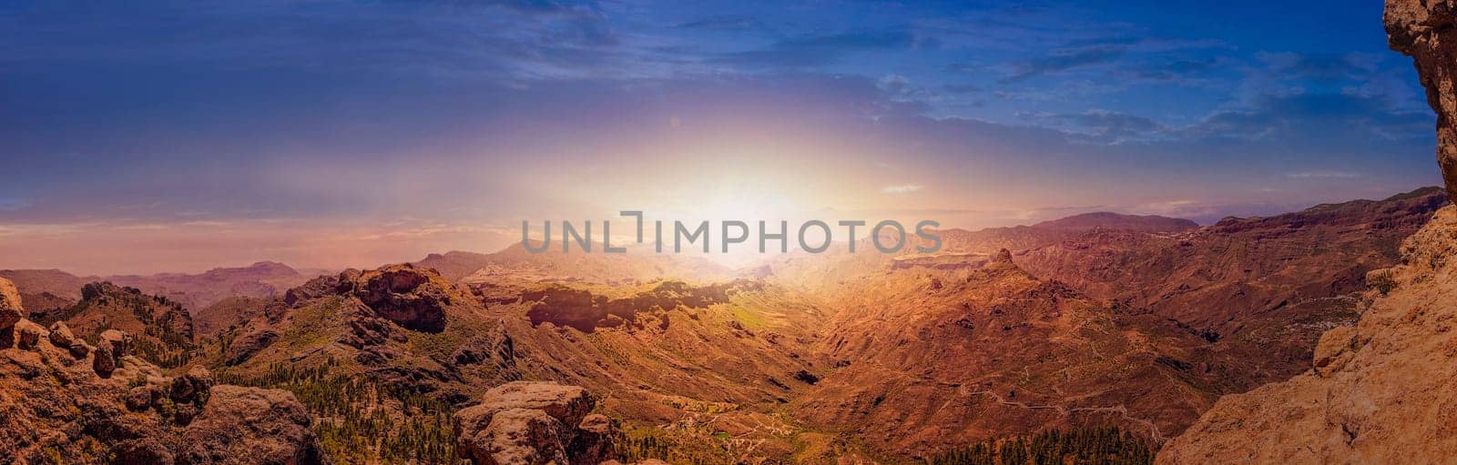 Stunning panorama of mountains in Gran Canaria, Spain