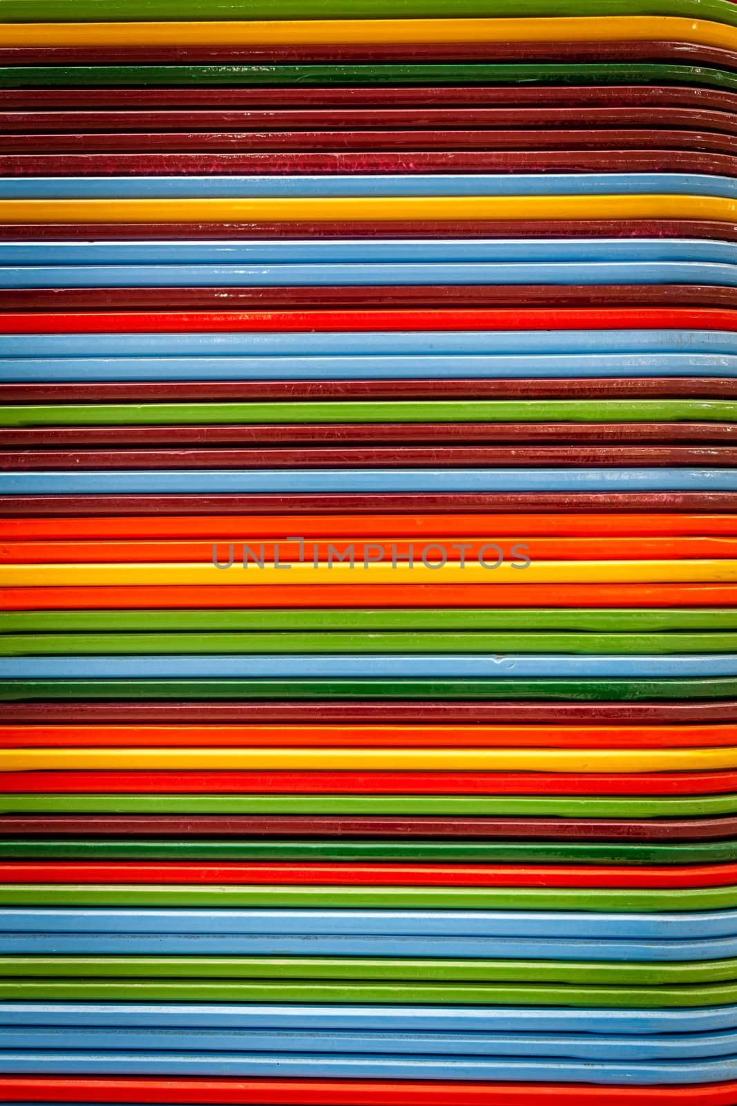Pile of colorful food trays in the restaurant