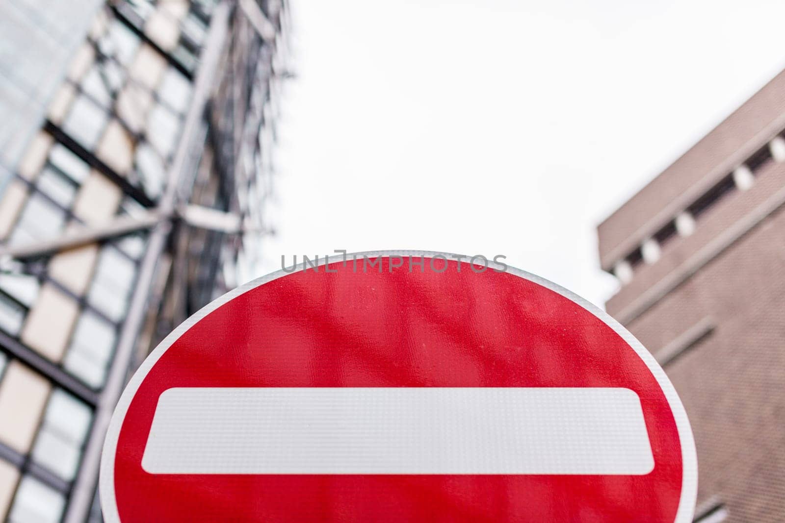 No Entry sign in front of buildings in London