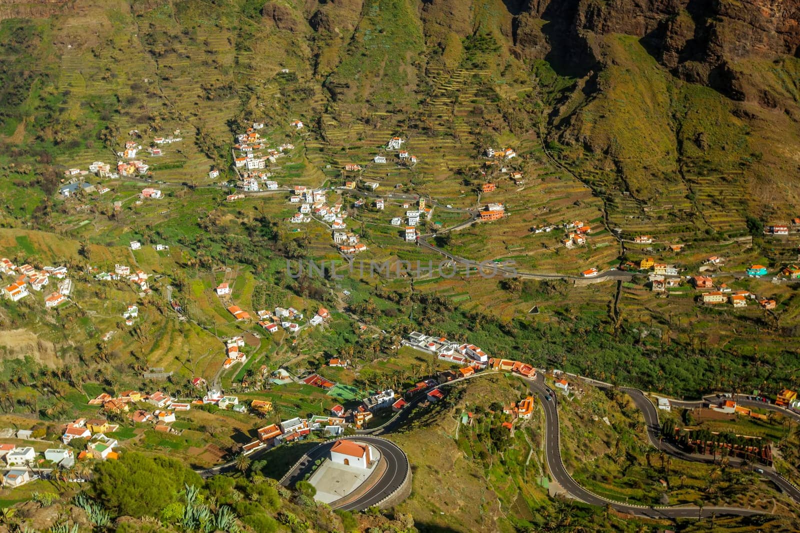 Stunning and beautiful Valle Gran Rey on the island of La Gomera, one of the archipelago of Canary Islands, Spain