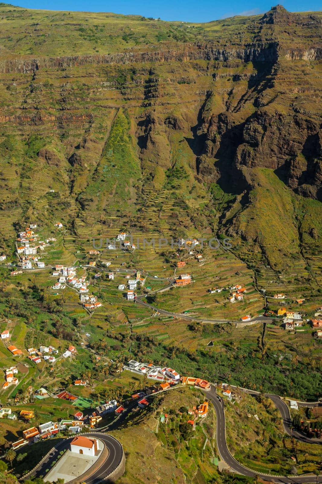 Stunning and beautiful Valle Gran Rey on the island of La Gomera, one of the archipelago of Canary Islands, Spain