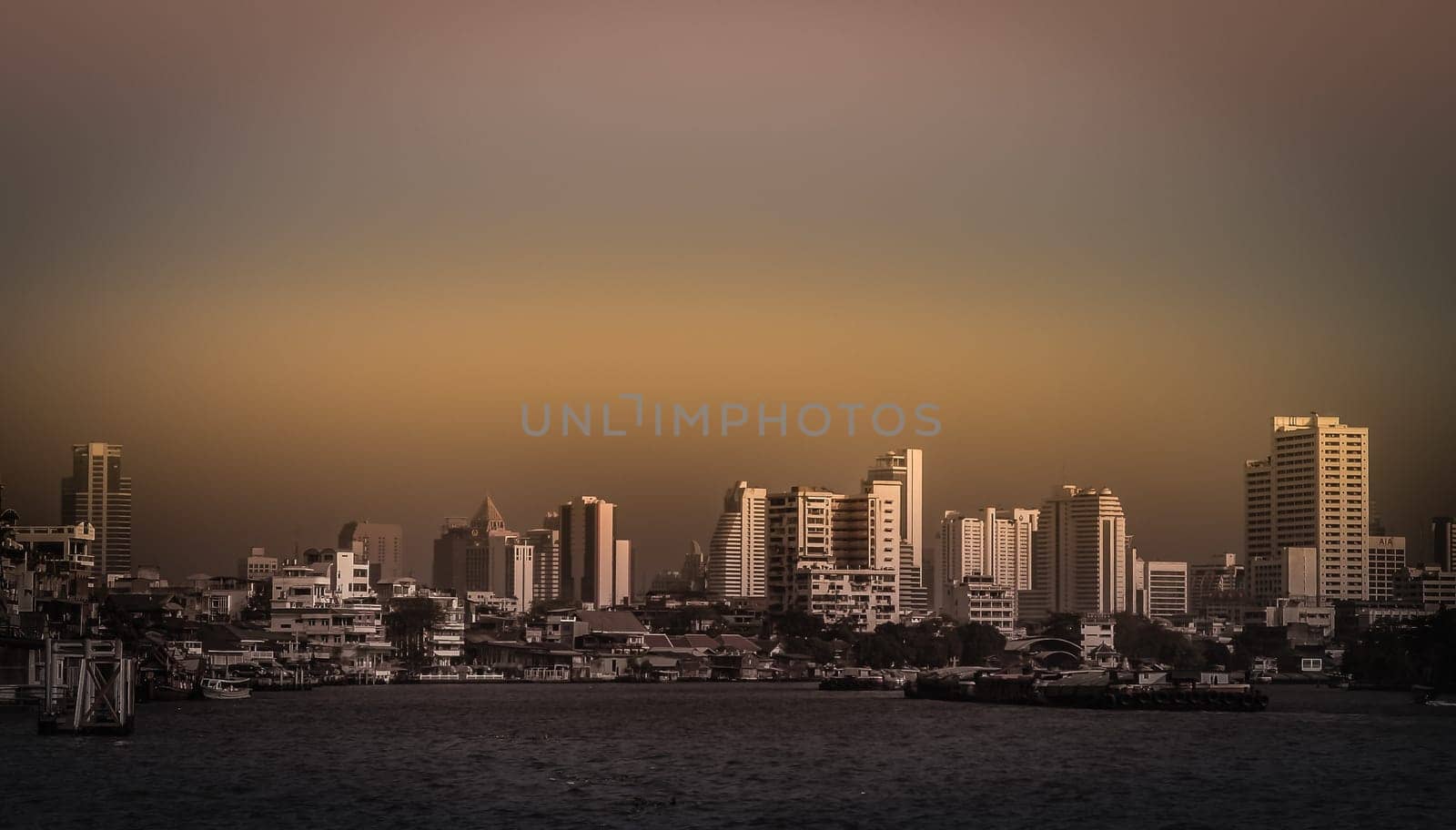 Bangkok panorama as seen at dawn, Thailand