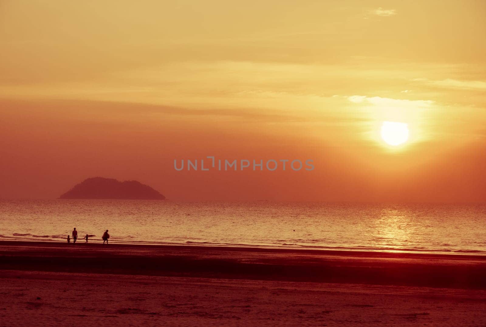 Spectacular sunset over the coast of Thailand near Krabi