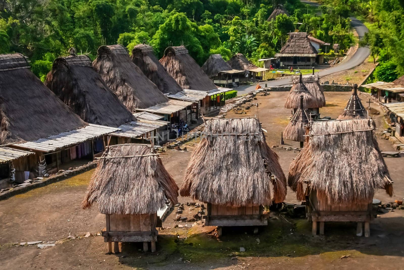 Traditional huts in the Indonesian village Bena on Flores island, Indonesia