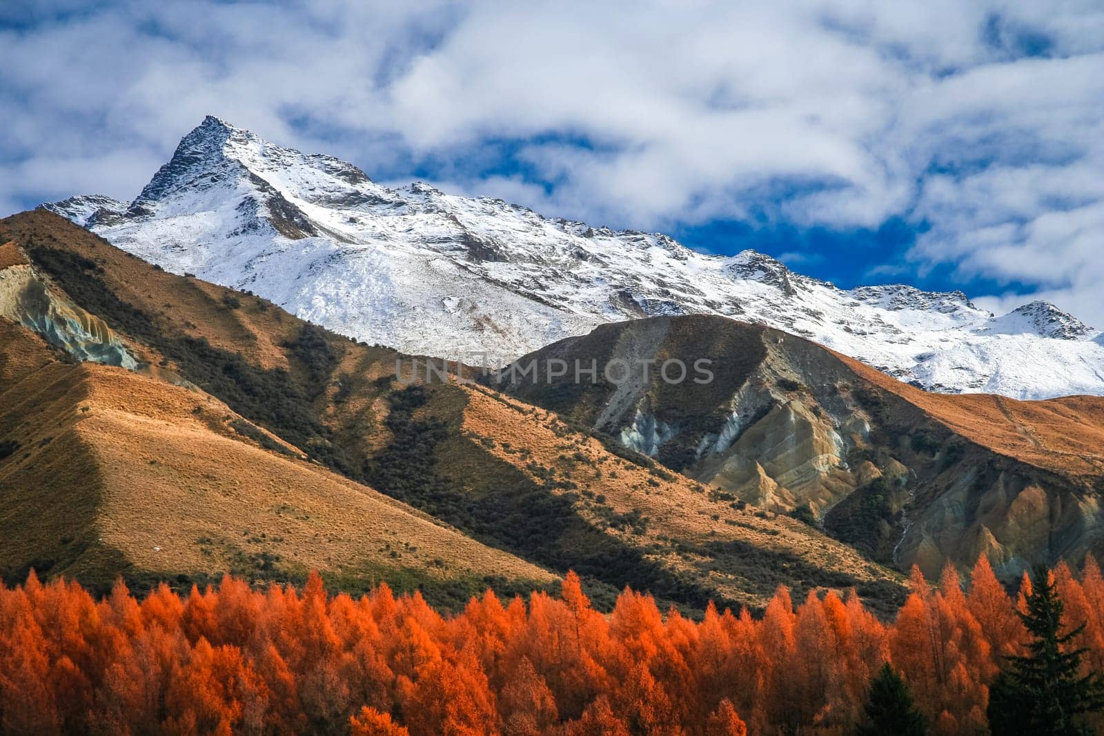 Beautiful mountain scenery on road to Mt Cook in  New Zealand
