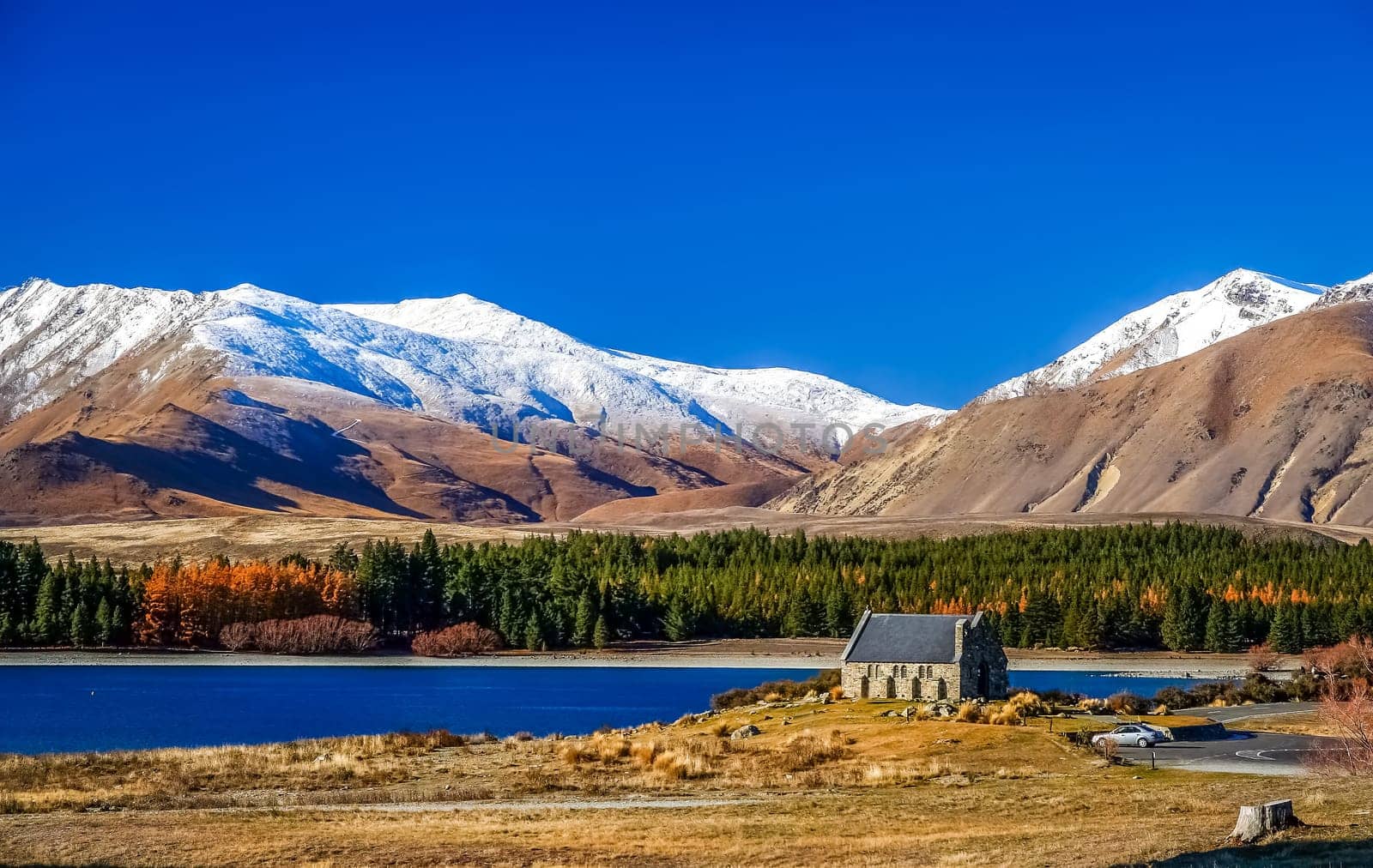 Church Of Good Shepherd on the lake shore, New Zealand South Island
