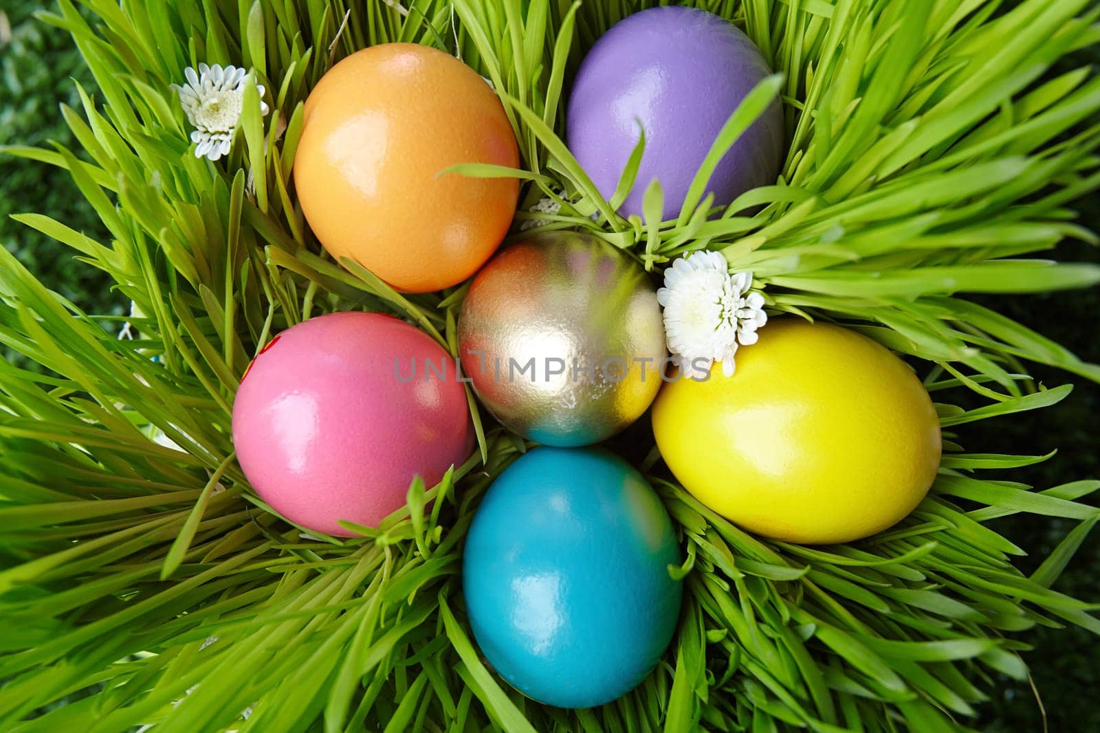 Compositing of colorful Easter eggs