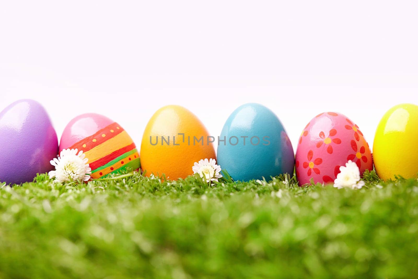 Row of colored Easter eggs
