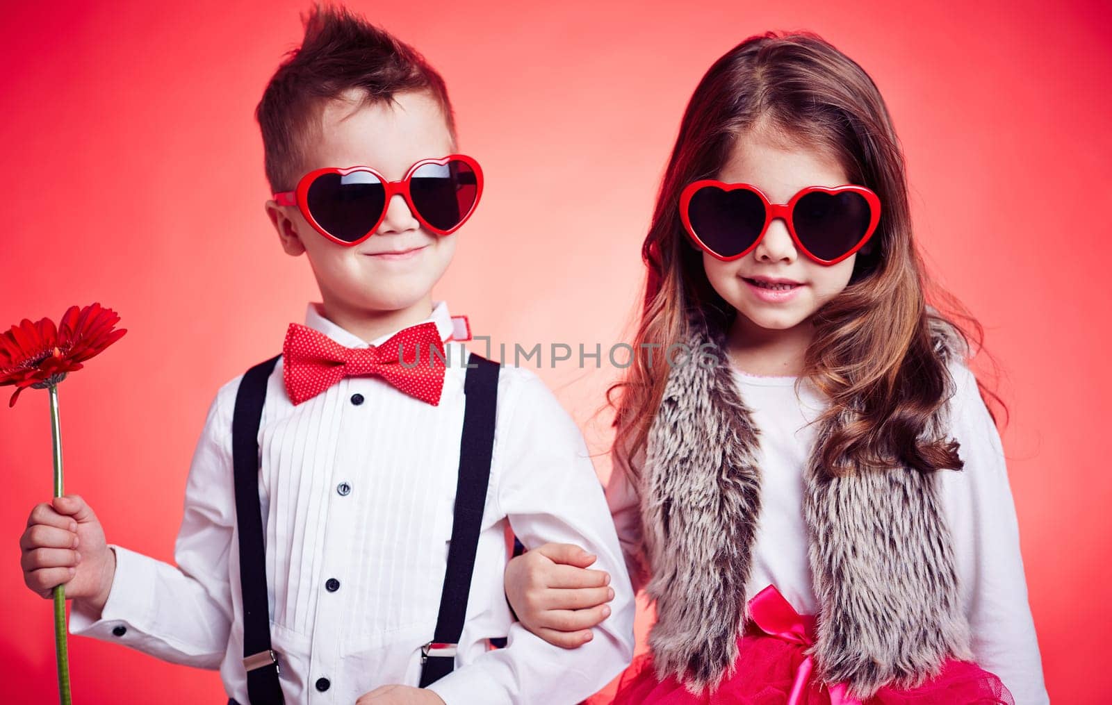 Portrait of a stylish couple of children