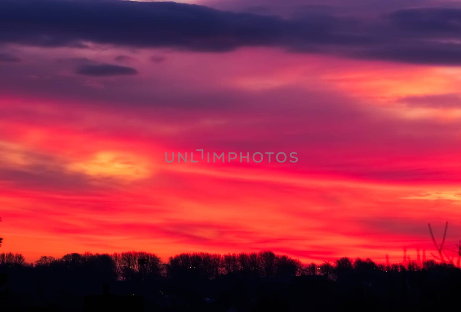 Colorful dramatic cloudy sky at dusk overlay
