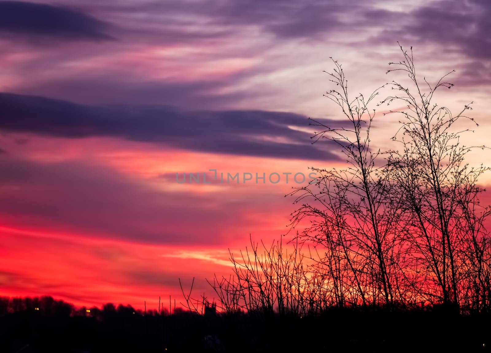 Colorful dramatic cloudy sky at dusk overlay