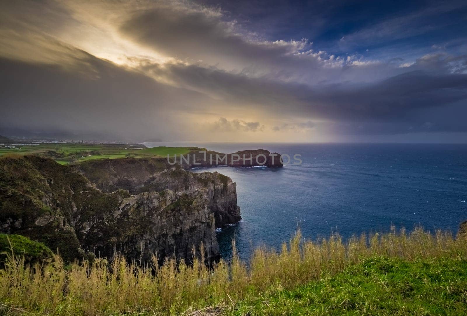 Cliffs of the stunningly beautiful coastline of Sao Miguel Island in the Azores, Portugal