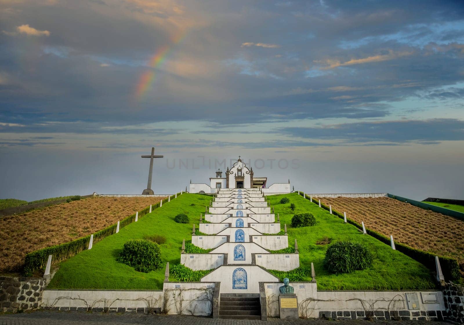 Our Lady of Peace ( Nossa Senhora da Paz ) chapel above the city of Vila Franca do Campo in Sao Miguel, Azores, Portugal