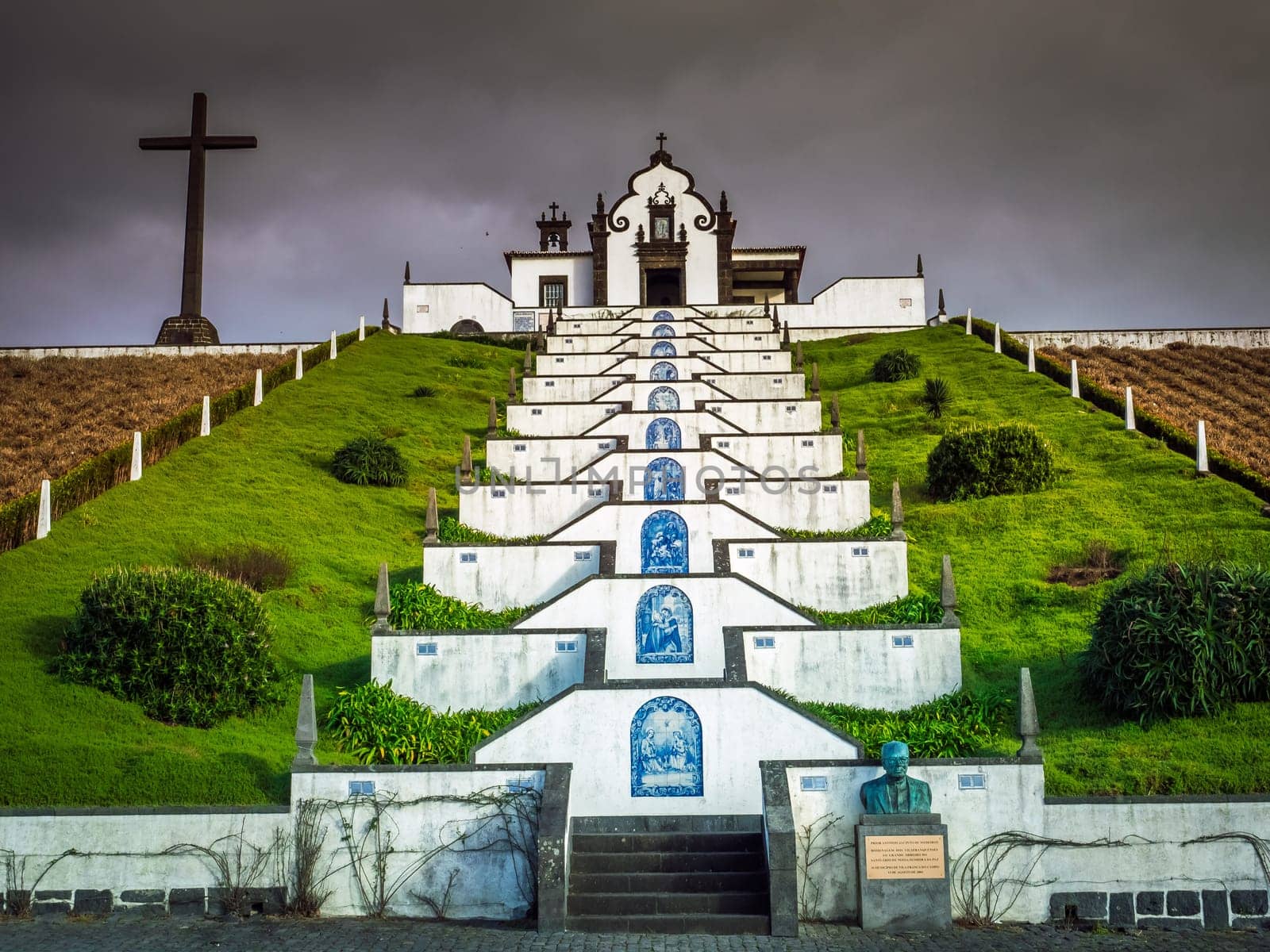 Our Lady of Peace ( Nossa Senhora da Paz ) chapel above the city of Vila Franca do Campo in Sao Miguel, Azores, Portugal