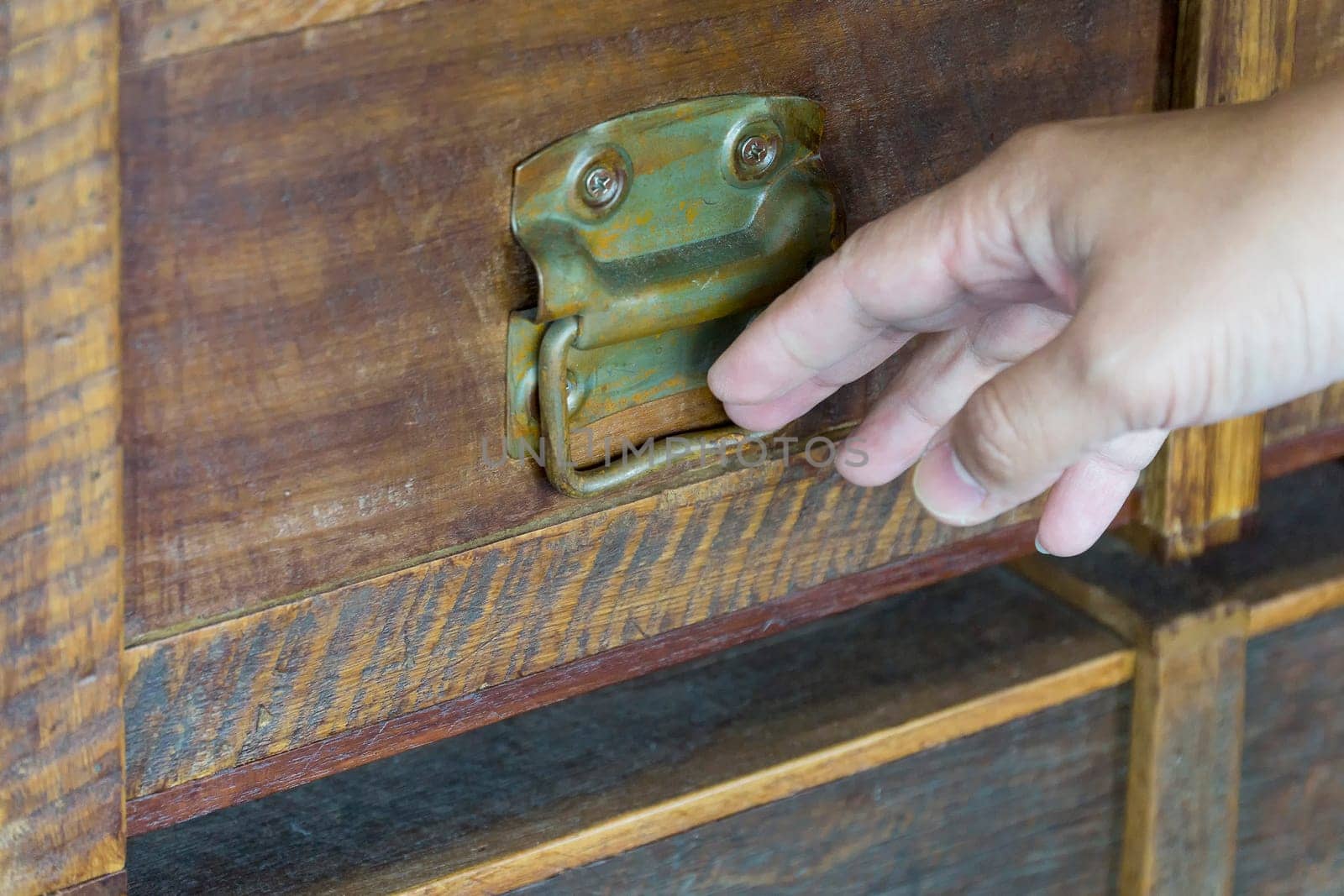 Old wooden box by hand look classic