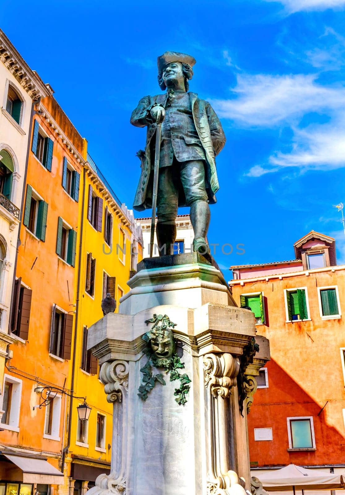 Carlo Goldoni Statues Famous Playwright Venice Italy.  Satue by Antonio Dal Zotto 1883