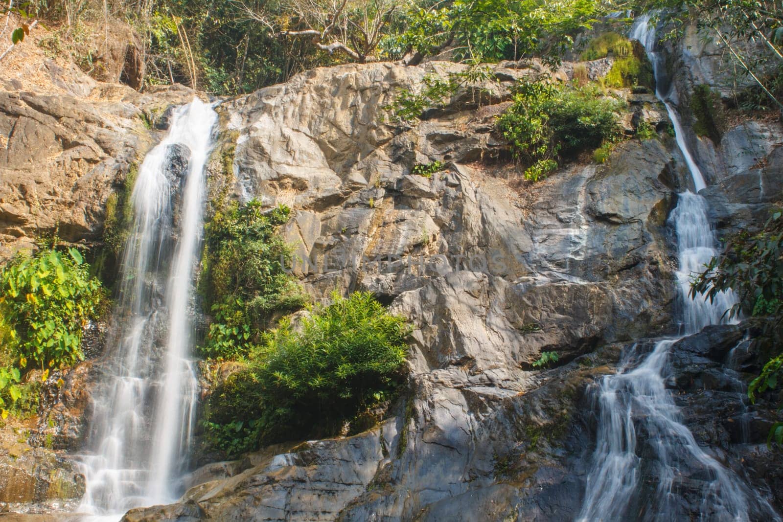 Thor Thip waterfall in thai national park.waterfall in the deep forest on mountain