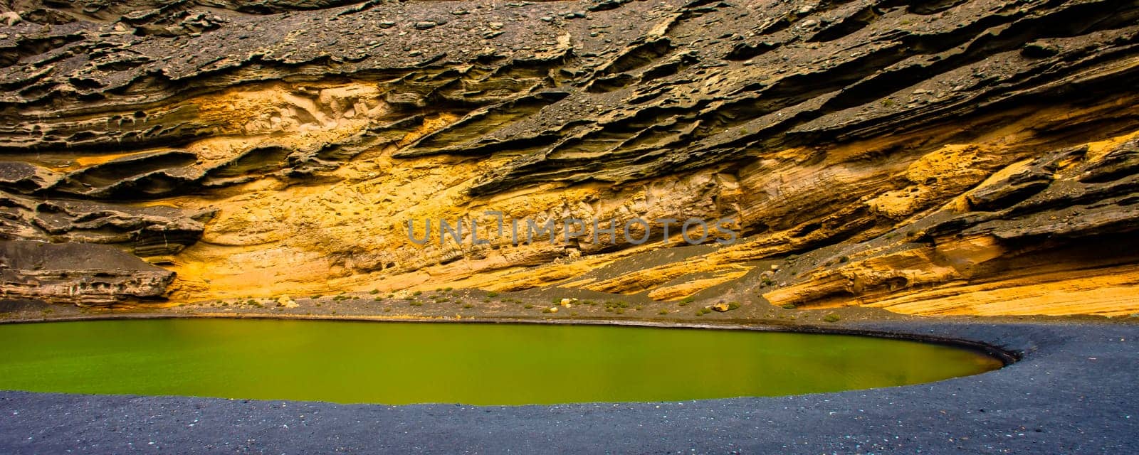 The Green Lagoon - Lago Verde near El Golfo - Lanzarote, Canary Islands, Spain