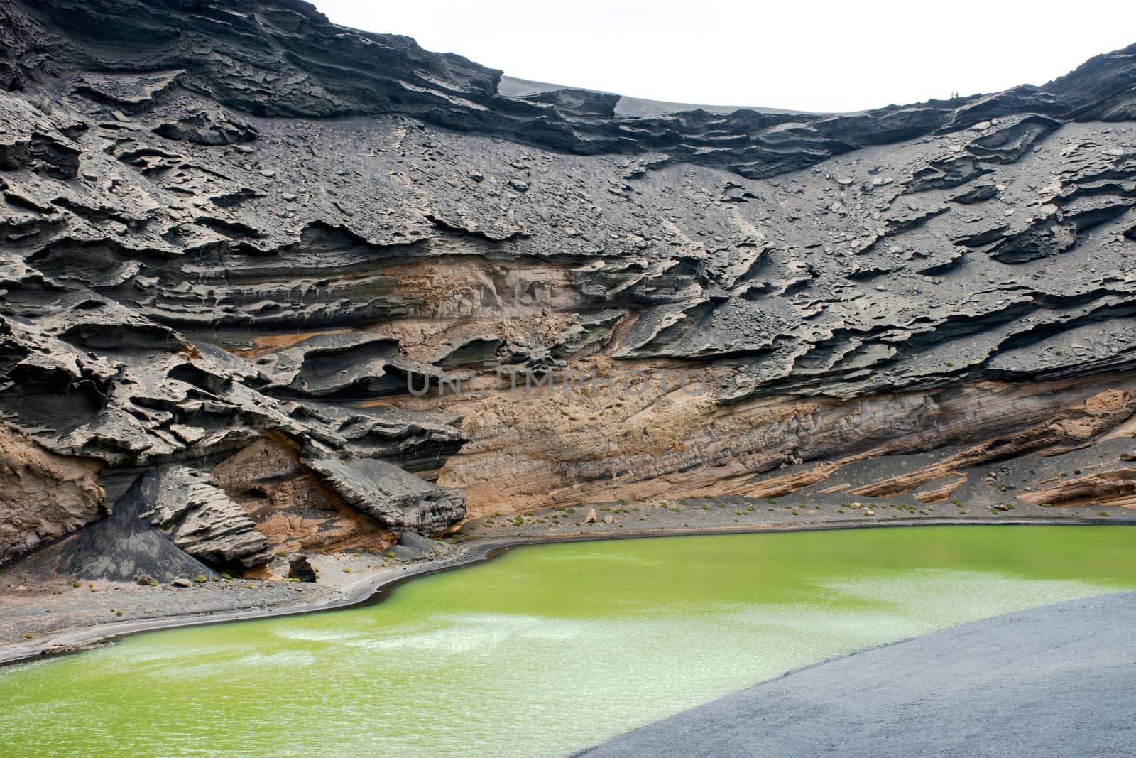The Green Lagoon - Lago Verde near El Golfo - Lanzarote, Canary Islands, Spain