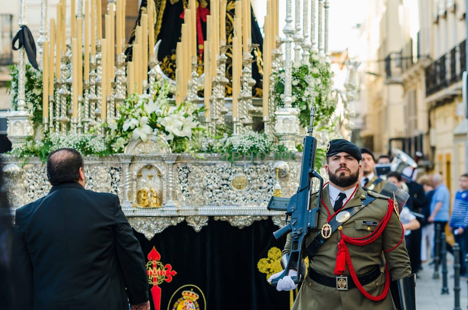 Badajoz Spain monday. april 14. 2017. Holy Friday. Procession of Holy Week in Badajoz.