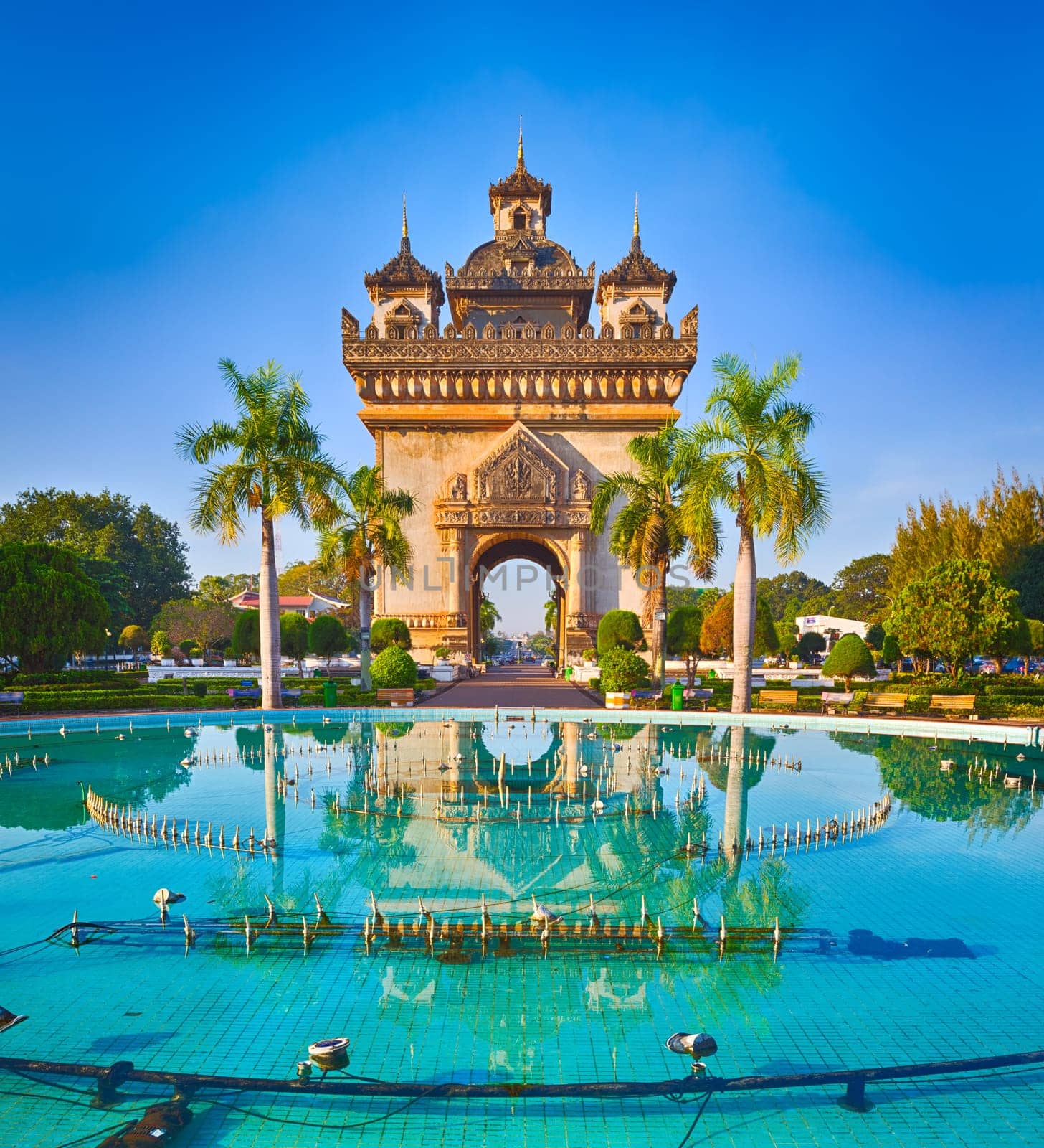 Patuxay monument or Gate of Triumph in Vientiane, Laos
