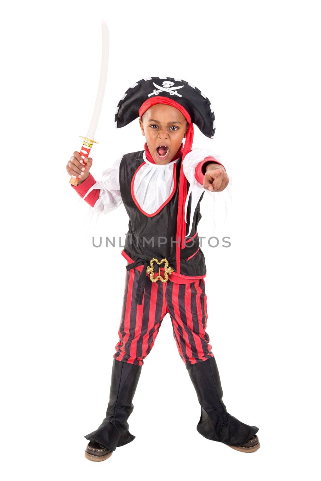 Young boy in pirate costume for Halloween