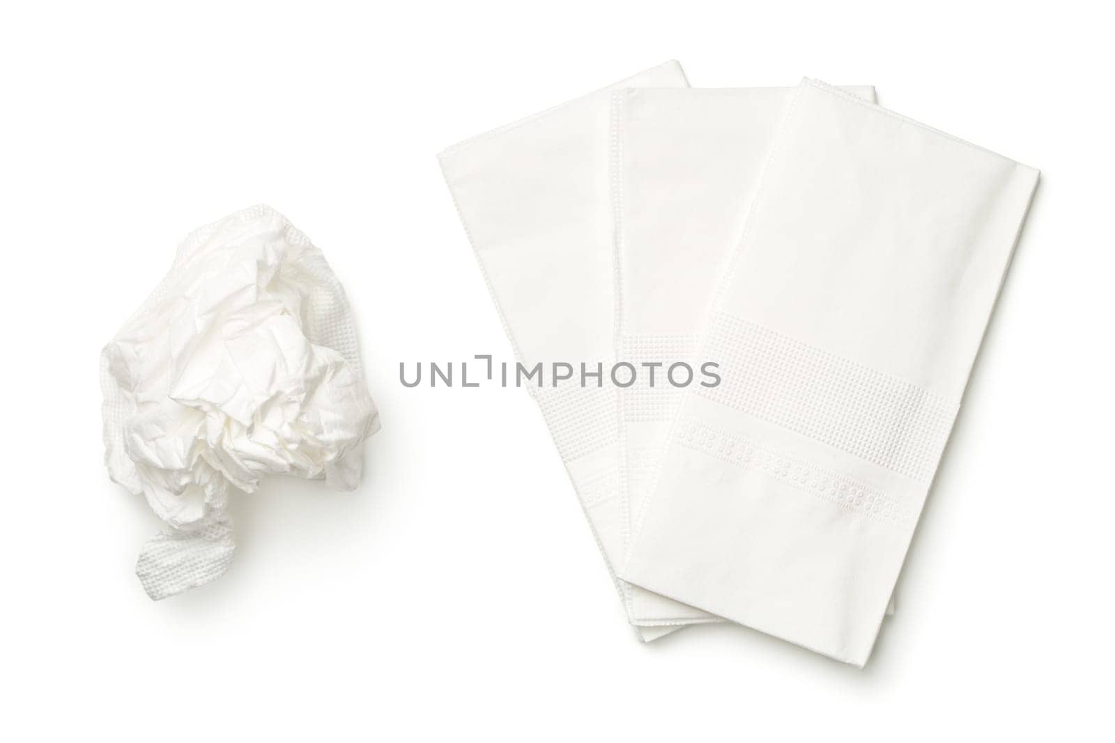 tissues isolated on white background. top view