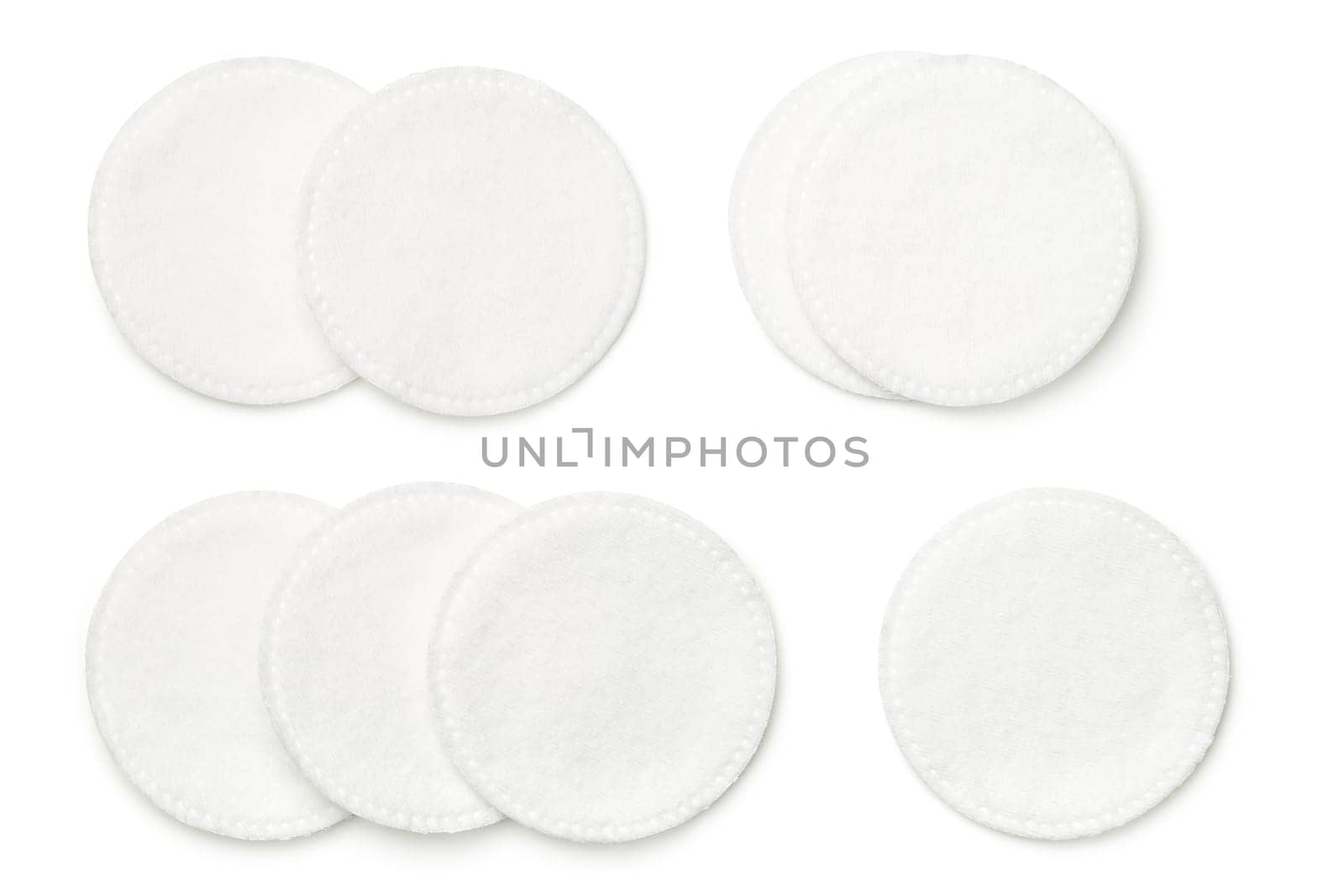 cotton pads isolated on white background. top view