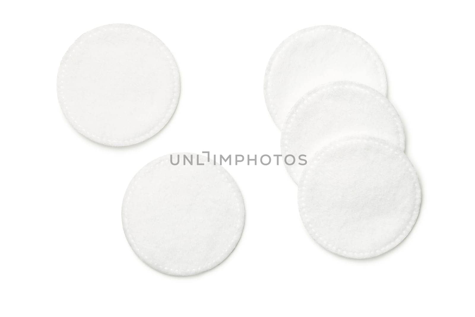 cotton pads isolated on white background. top view