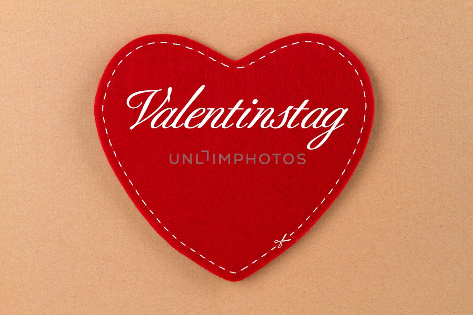 Red heart made of felt with lettering - Valentine's Day