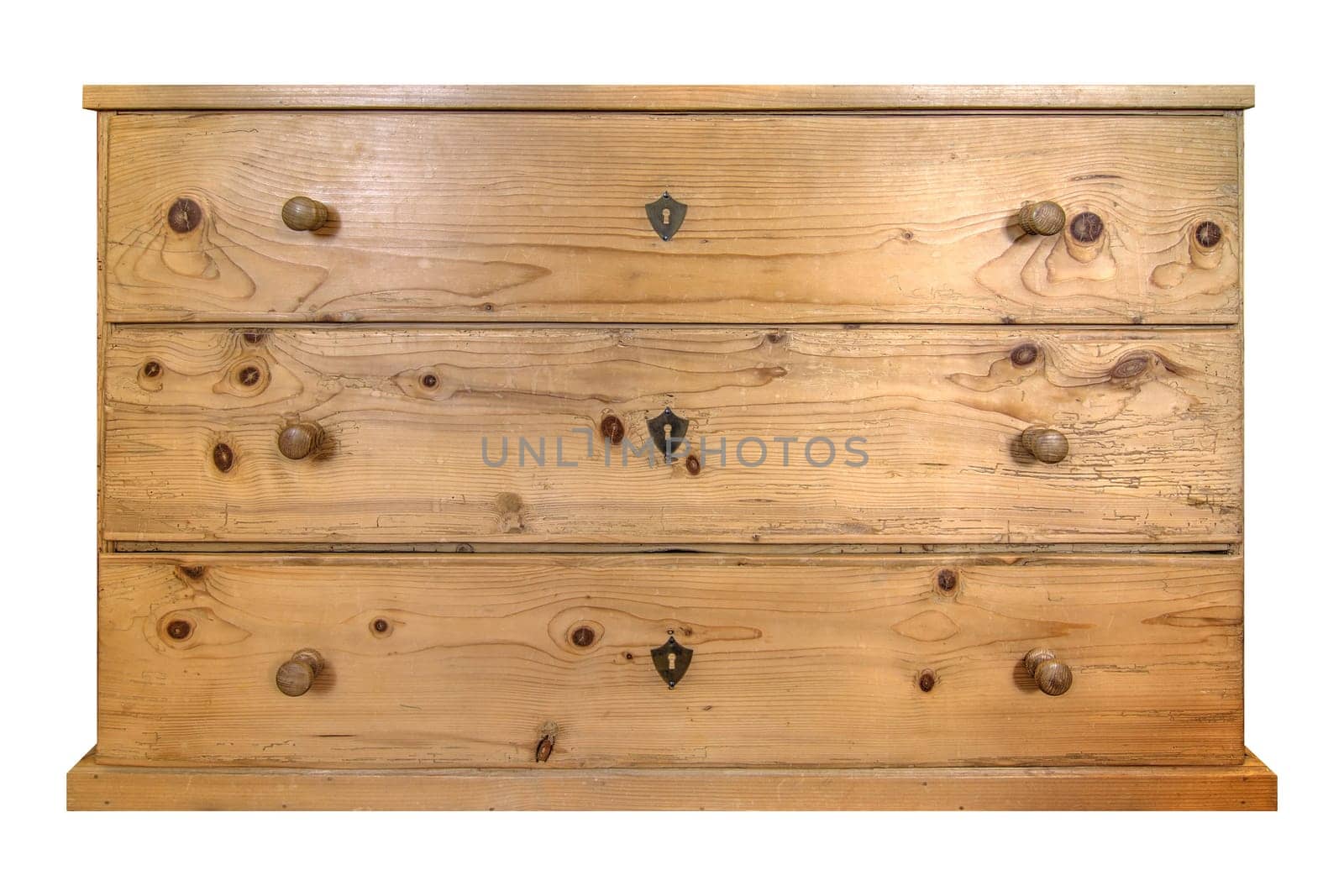 Old wooden commode on white background
