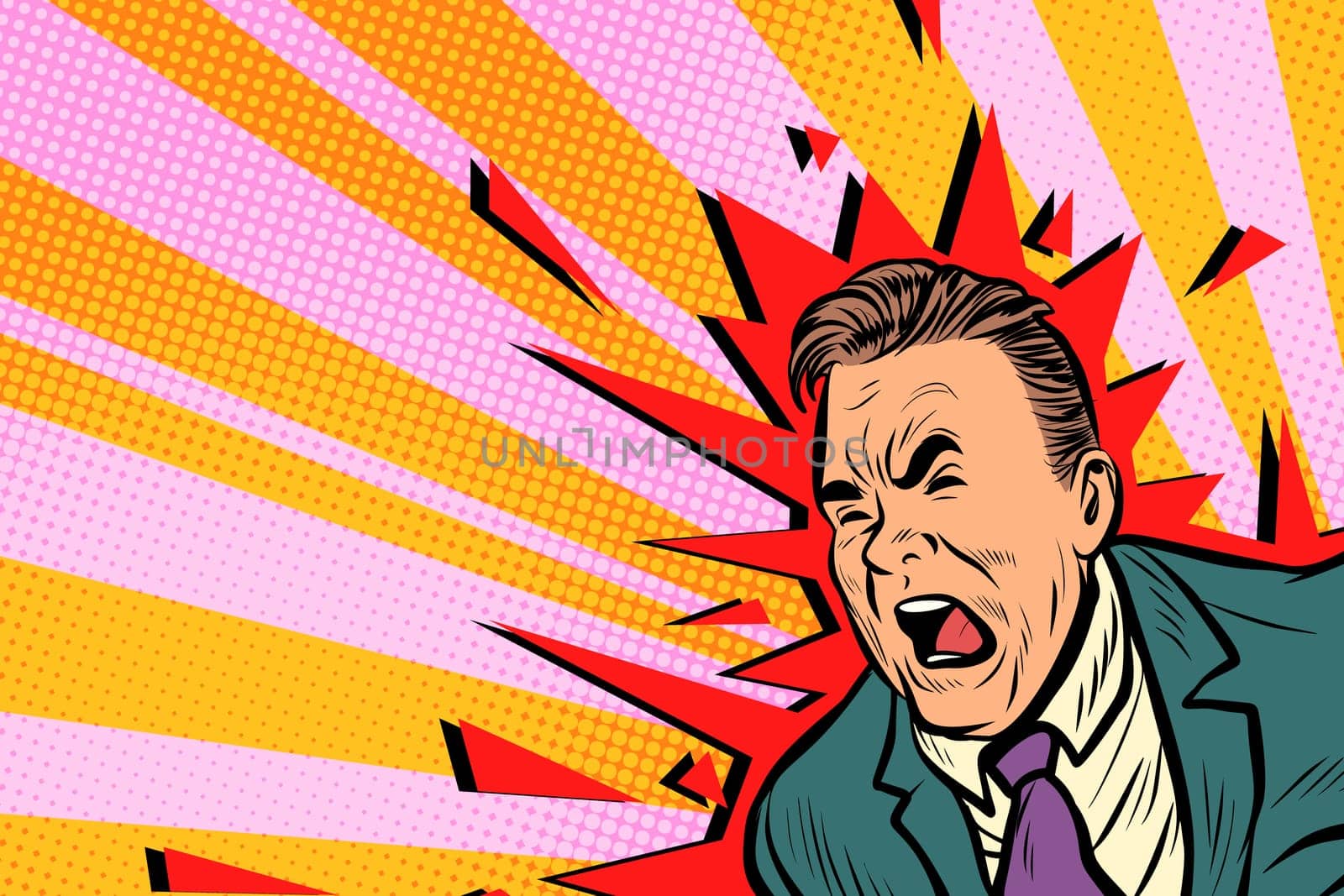 Severe headache male. Pop art retro vector illustration