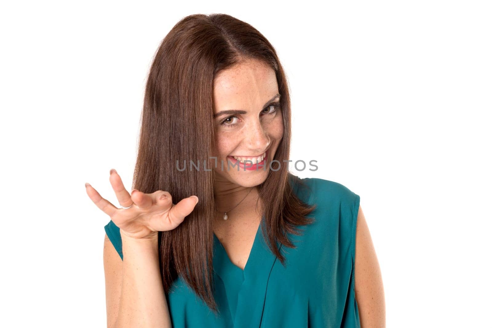 Casual young woman isolated in a white background