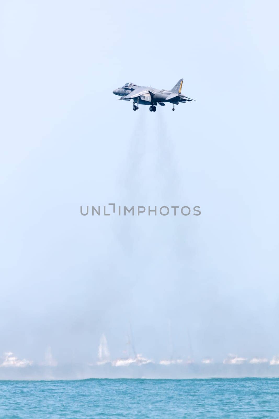 USA, Chicago - August 19: U.S. Marine Corps AV-8B Harrier aircraft performing at Chicago Air and Water Show, on August 19, 2017
