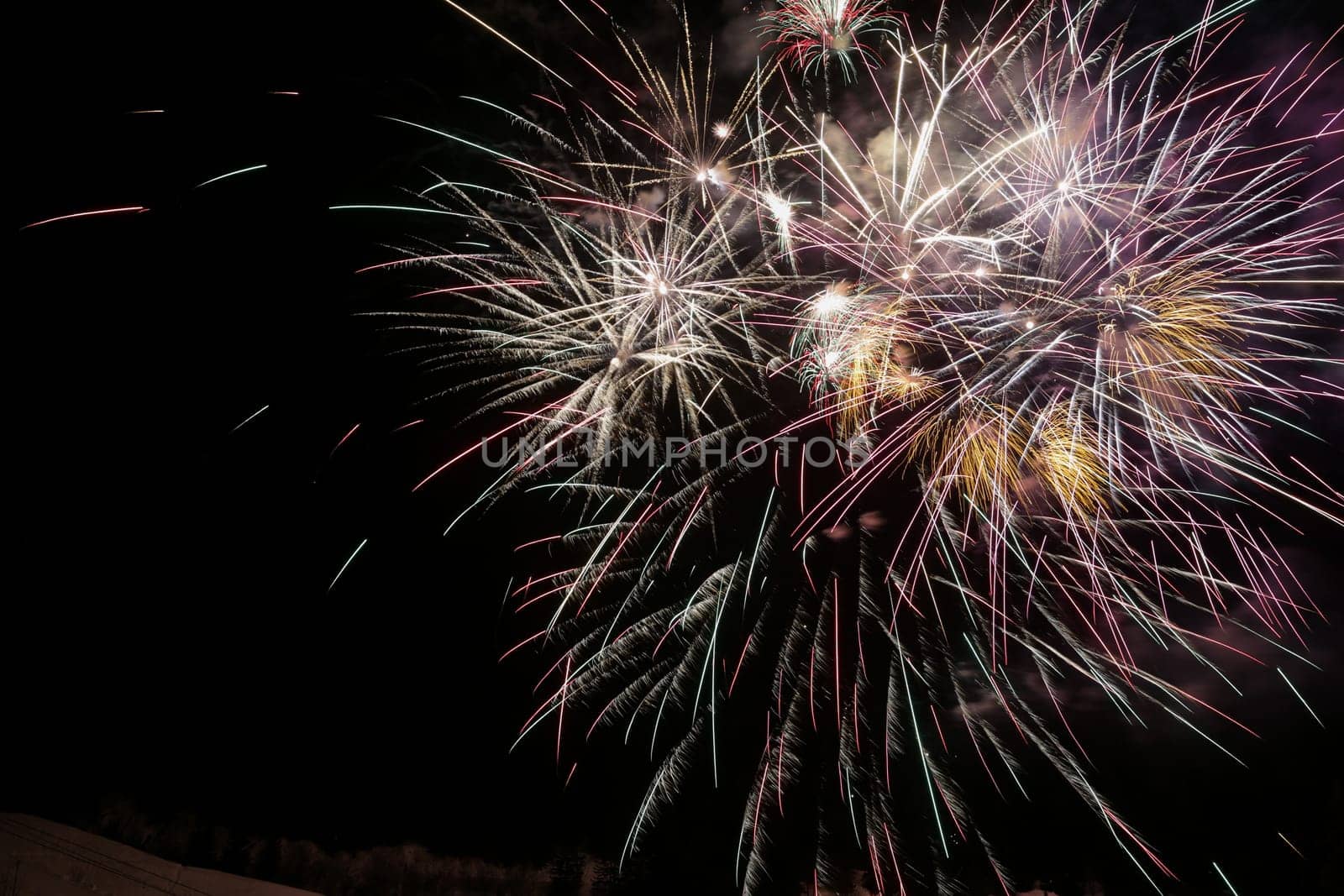 Firework explosion in a dark night