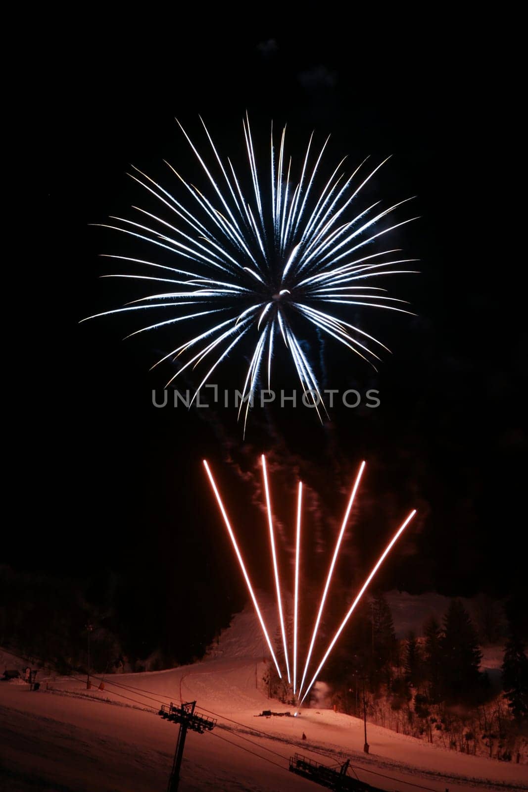 Firework explosion in a dark night