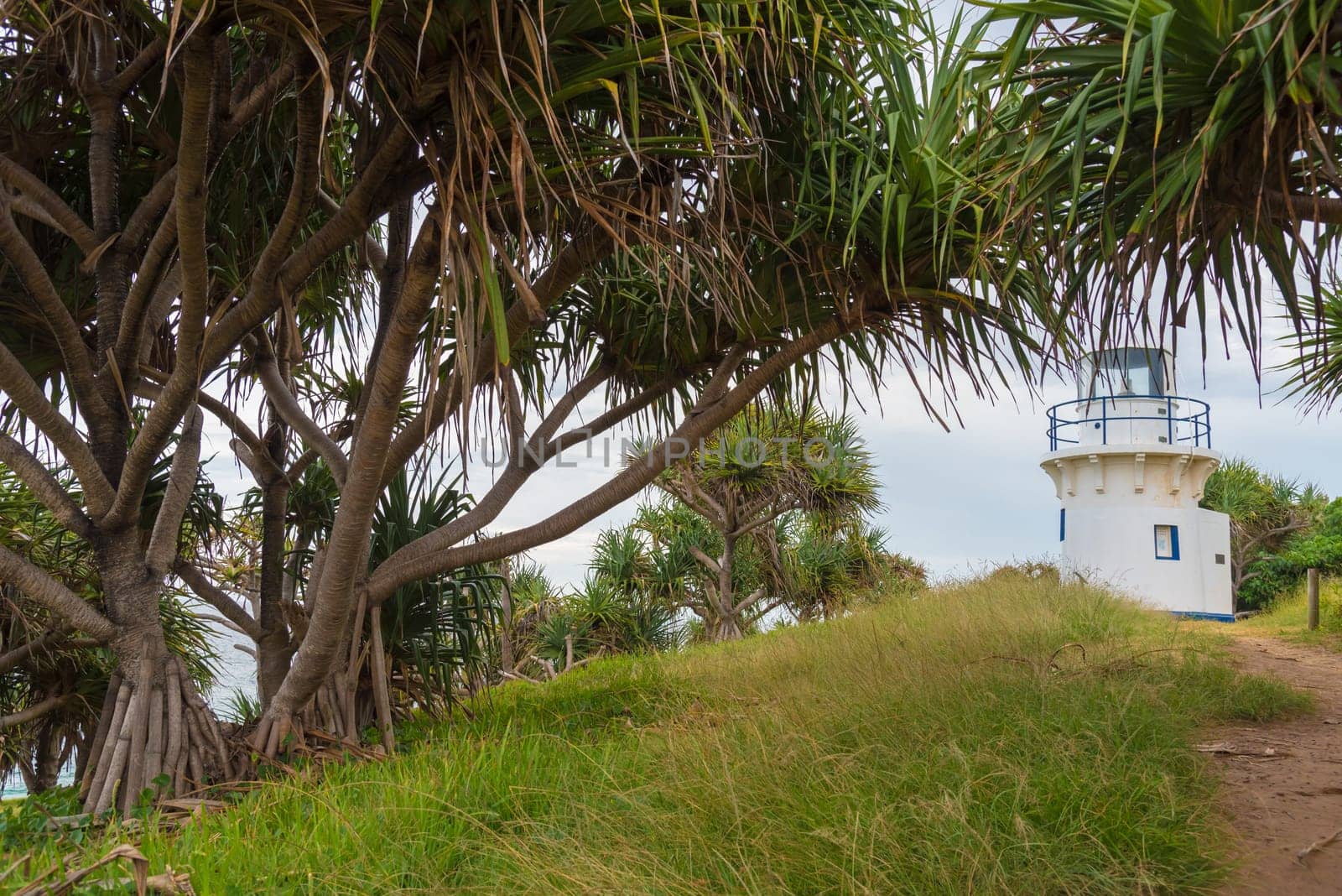 Fingal Head, NSW, Australia- December 22, 2017: Fingal Head Lighthouse, erected in 1872 and built of stone and painted white in New South Wales, Australia.