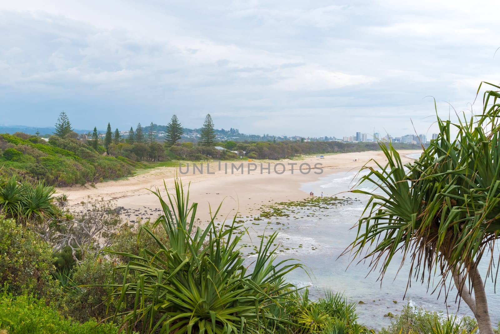 Fingal Head, NSW, Australia- December 22, 2017: Australian coastal sand beach view from Fingal Head, Australia