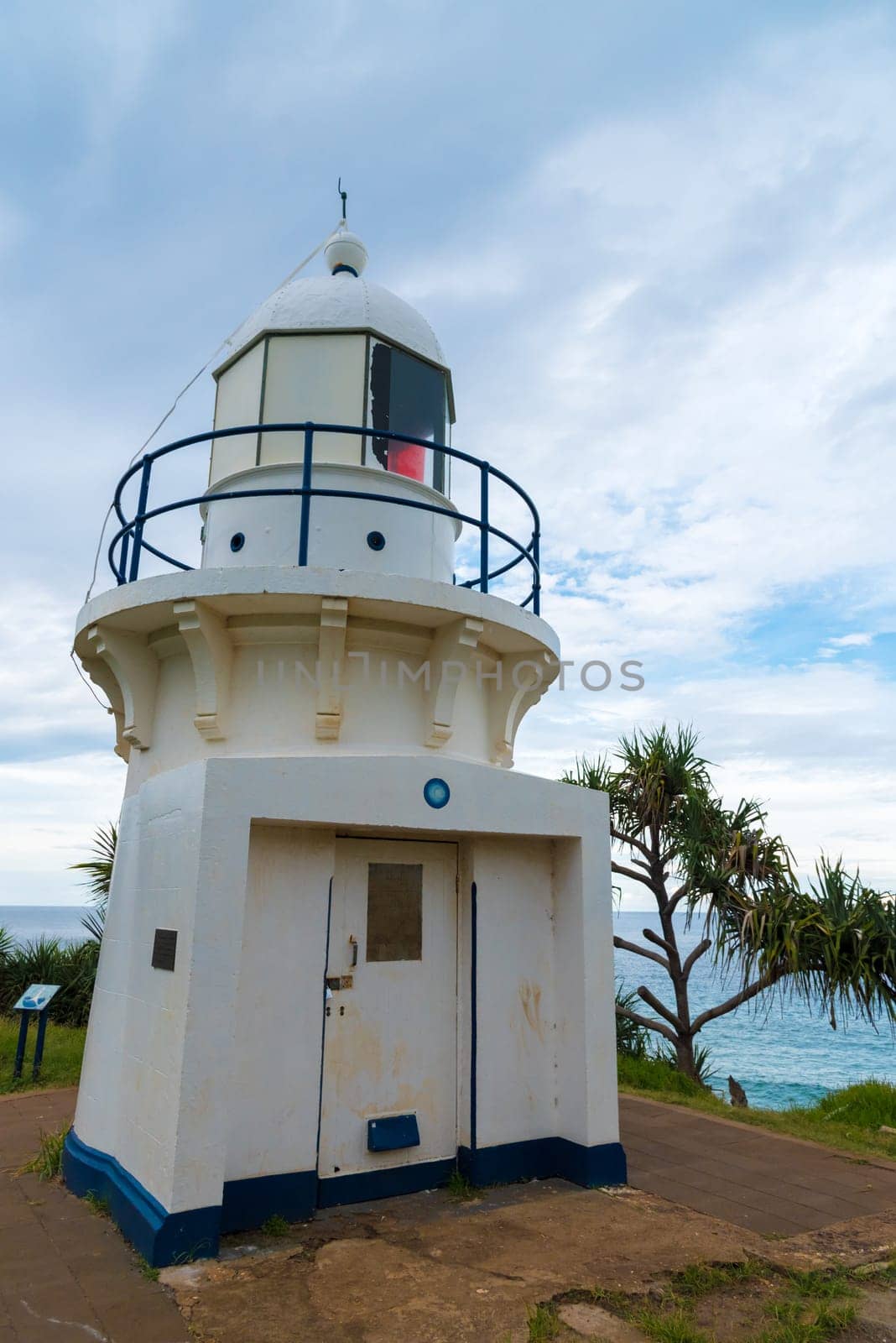 Fingal Head, NSW, Australia- December 22, 2017 : Fingal Head Lighthouse, erected in 1872 and built of stone and painted white in New South Wales, Australia.