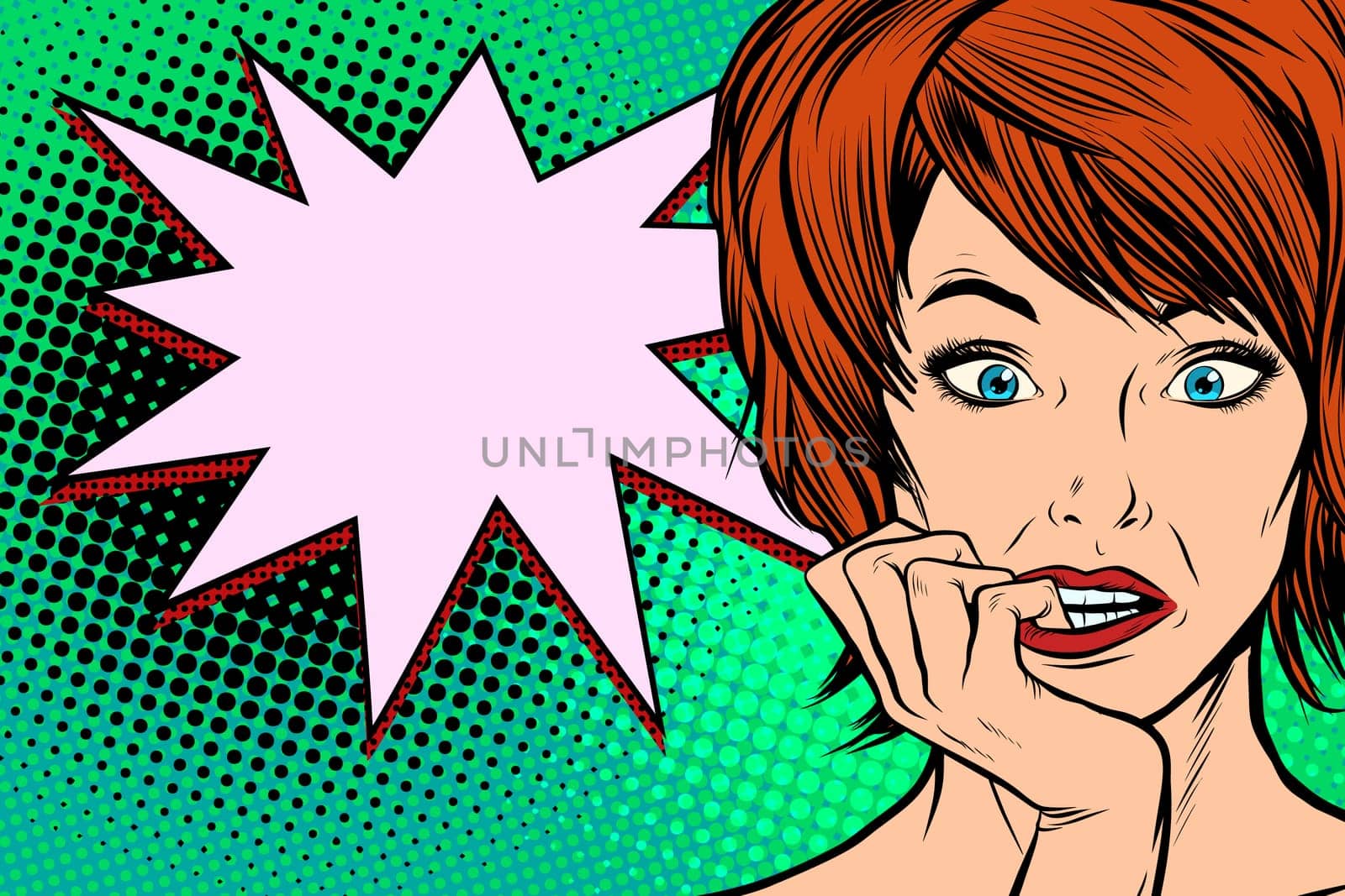 pop art woman thinking retro vector illustration